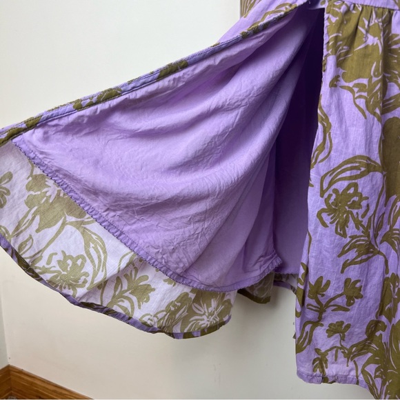 Anthropologie Peregrine Tiered Midi Dress Smocked Cottagecore Large L Purple - Picture 10 of 16